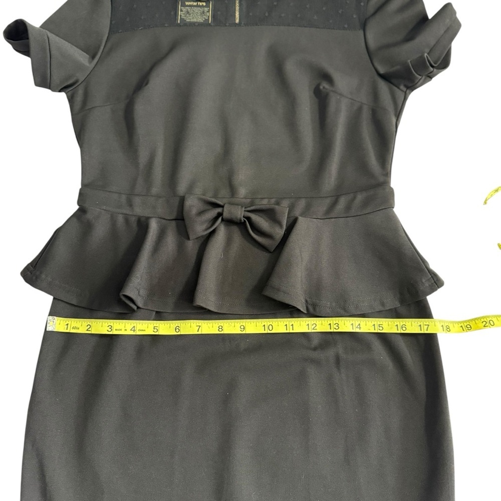 HI QUEEN BLACK PEPLUM DRESS SIZE LARGE NWT - Picture 6 of 9